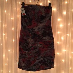 Red/Black/Grey “5/48” Strapless Mini dress (S)
